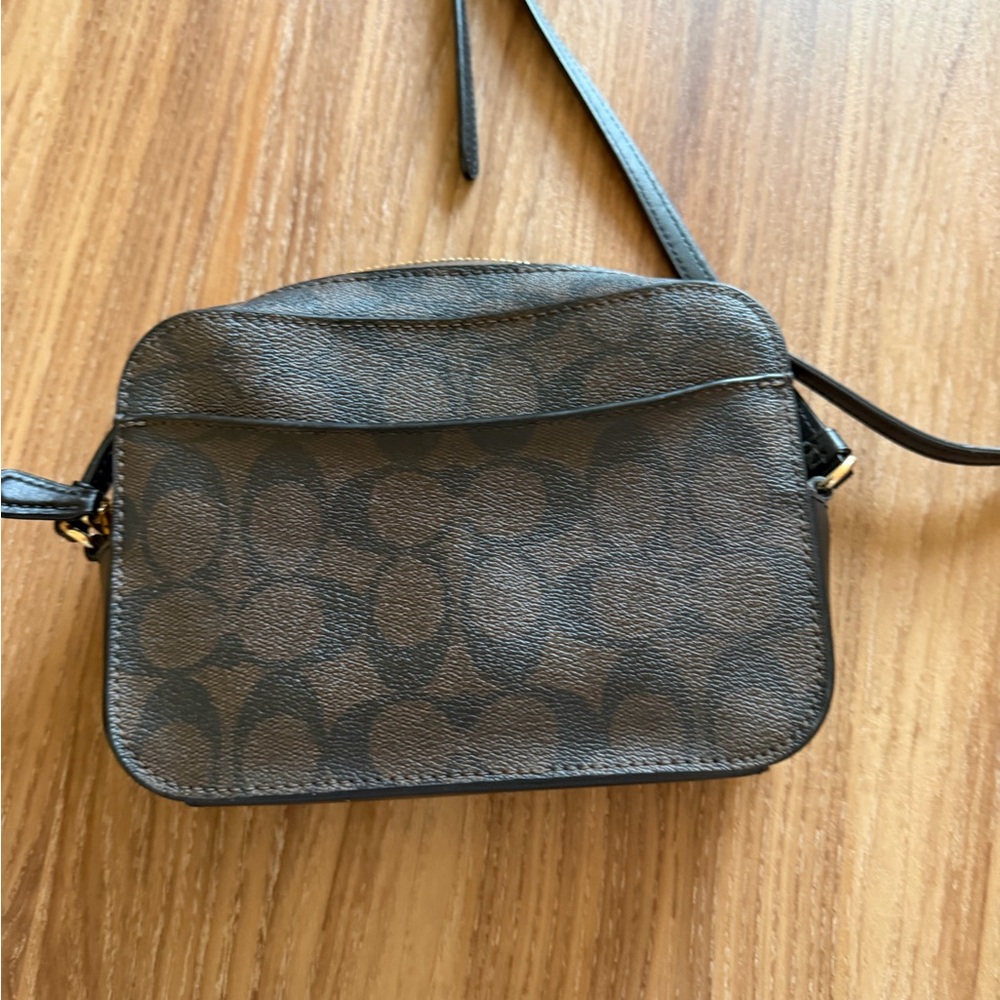 Coach Mini Jamie Camera Bag Brown Signature Printed Crossbody with Gold Logo - Picture 4 of 4